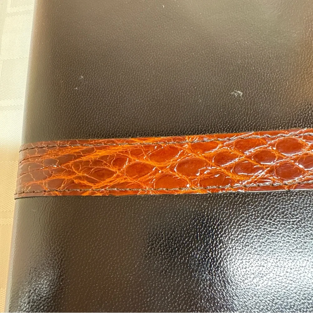 Charles Underwood Kid Leather Planner‎ Alligator Cognac Glazed Finish 6x8.5